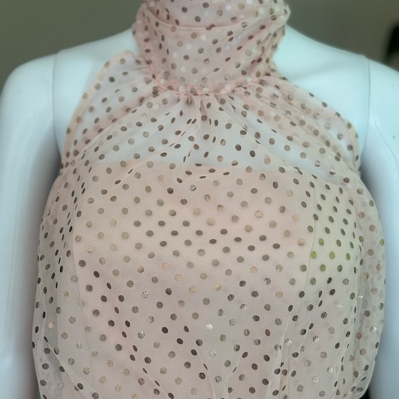 NWOT VENUS Blush Polka Dot Halter Blouse - Picture 2 of 10